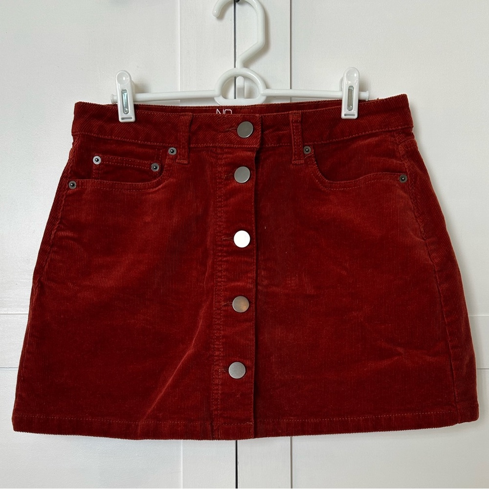 No Boundaries Burnt Orange Corduroy Skirt